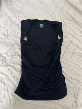 Black Sleeveless Ruched Tank Top